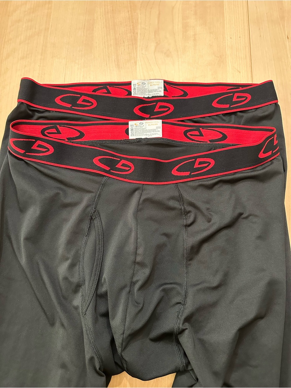 2pk Champion Men’s Black/Red compression pants Power Cool XL